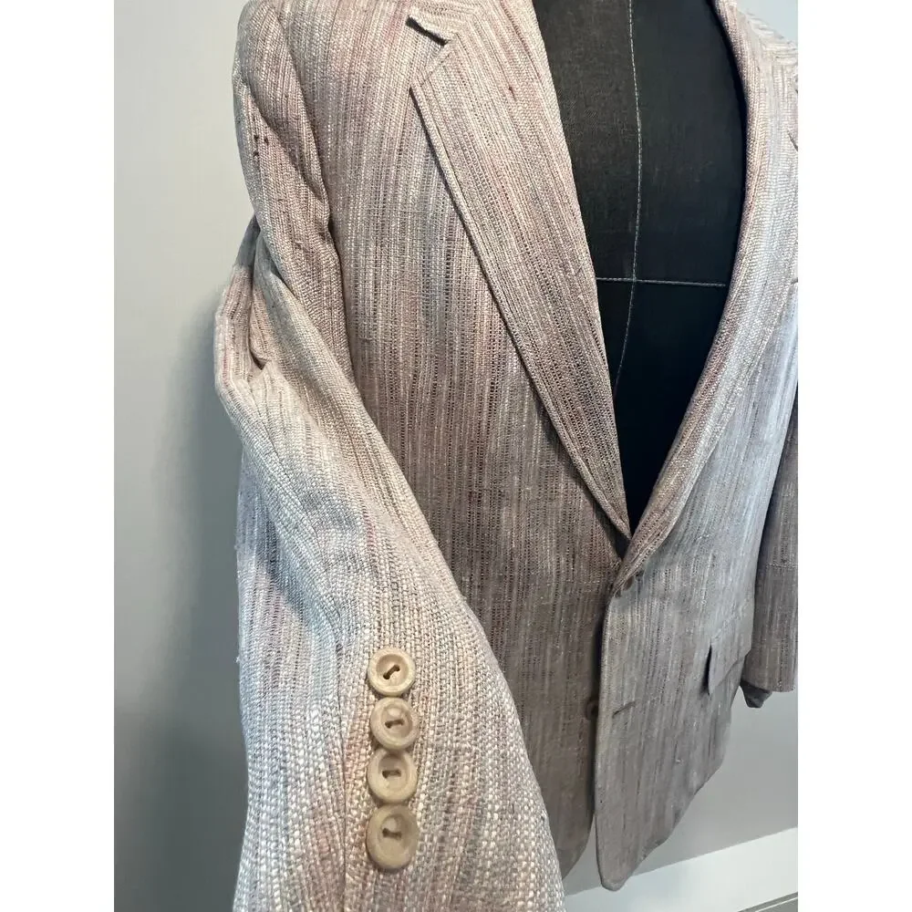 Hickey Freeman Vintage Textured Multicolored Silk 2 Button Blazer Size 44 JP